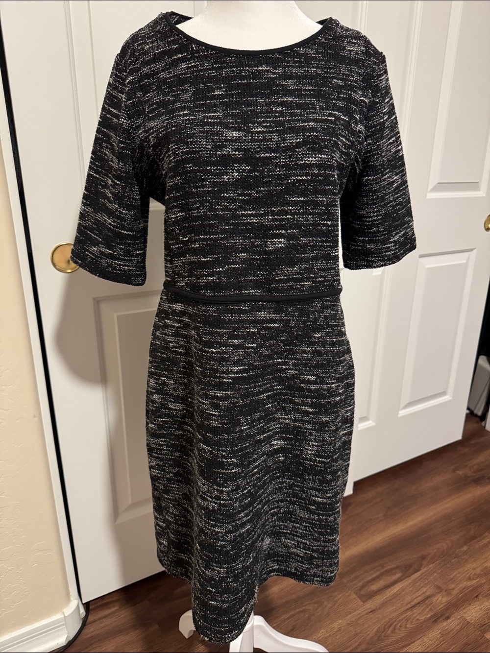 Banana Republic Black and White Textured Midi Dress